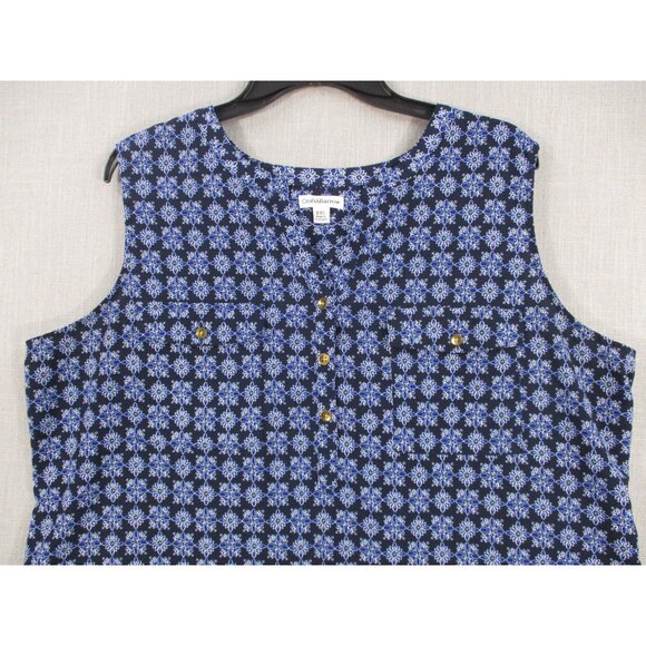 Croft&Barrow Blue Floral Sleeveless Plus Size Blouse Top XXL Indonesia - Picture 2 of 8